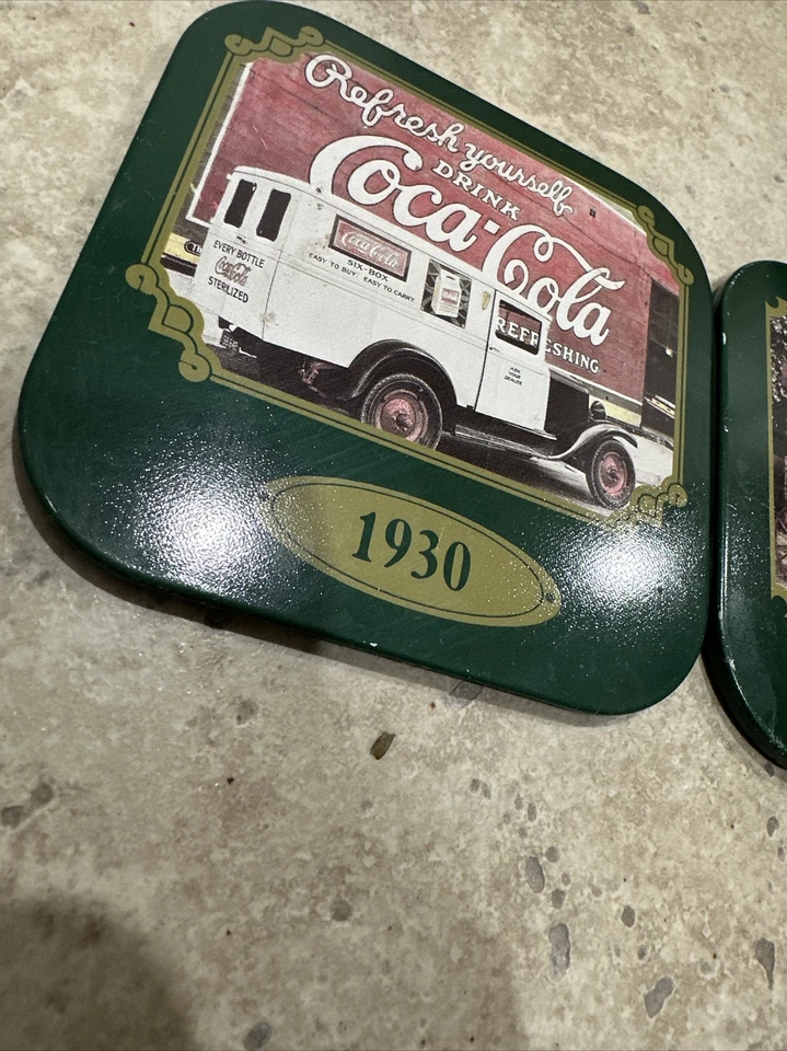 Coke Coca Cola Coasters set of 2 feauturing Vintage Advertisements 1930&1910 - Image 2 of 4