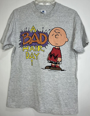 Vintage Charlie Brown A Bad Hair Day T Shirt Medium Peanuts Characters USA  Rare