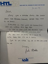 John Madden Personal Letter 1979 to a Friend Oakland Raiders Madden Signature 