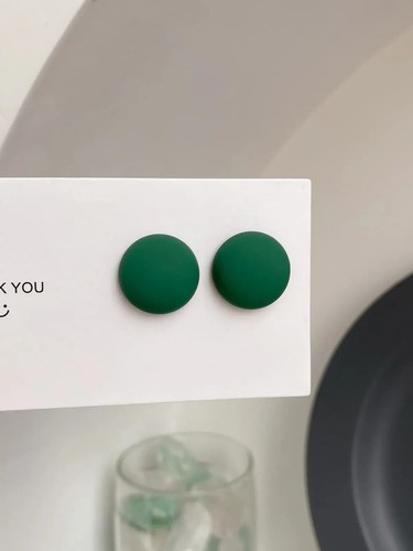 ROUND button style stud earrings multicolour option Pierced stainless steel post - Picture 29 of 57