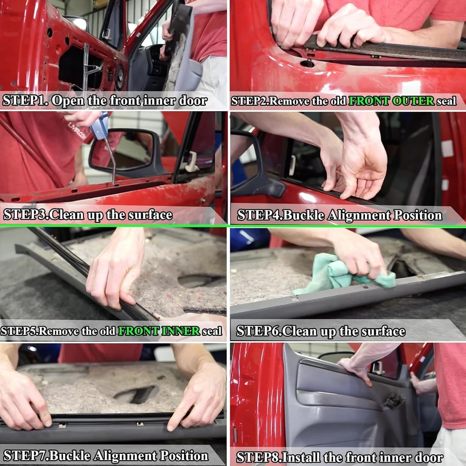 Door Window Seal Belt Weatherstrip Kit For 1987- 1997 Ford F150 F250 F350 (4PCS) Foto 3 de 4