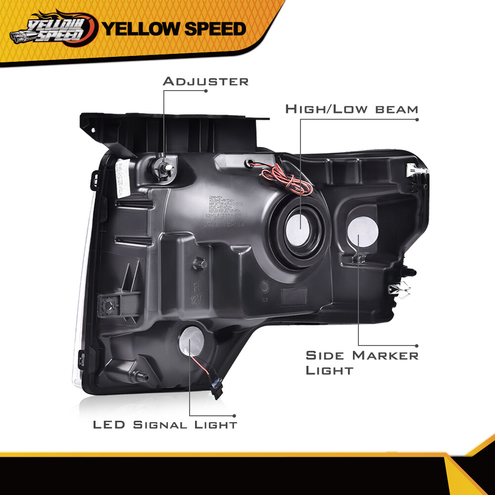 Fit For 20092014 Ford F150 Black/Smoke Projector Headlight LED Tube