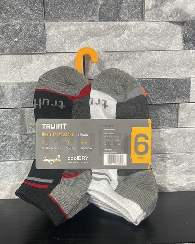TRU FIT Boy's Sport Cushion No Show Socks Cool Dry, 6 Pack - Picture 3 of 4
