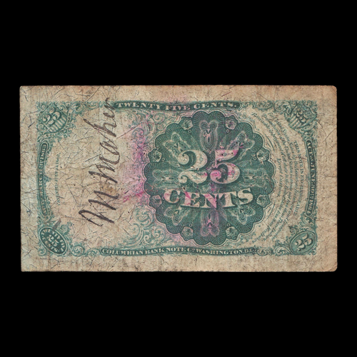 5th Issue 25C Twenty Five Cent Fractional Currency Note w/ Ink Stamp, Fr#1309, F - Picture 3 of 3
