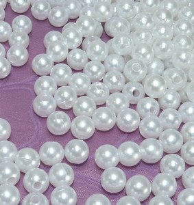 1000 Perlen perlmutt weiß Dekoperlen mit Loch Hochzeit Wachsperlen Tischdeko