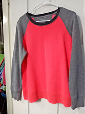 Tek Gear Womens Raglan Style Sweatshirt XL Coral w/Charcoal Sleeves