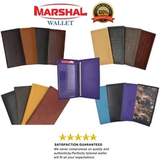 Checkbook Cover Holder Super Slim Plain Mens Womens Genuine Leather Cowhide New