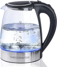 MEGAWISE 1.8L Healthy Electric Kettle, 1000W Borosilicate Glass Tea Kettle with 