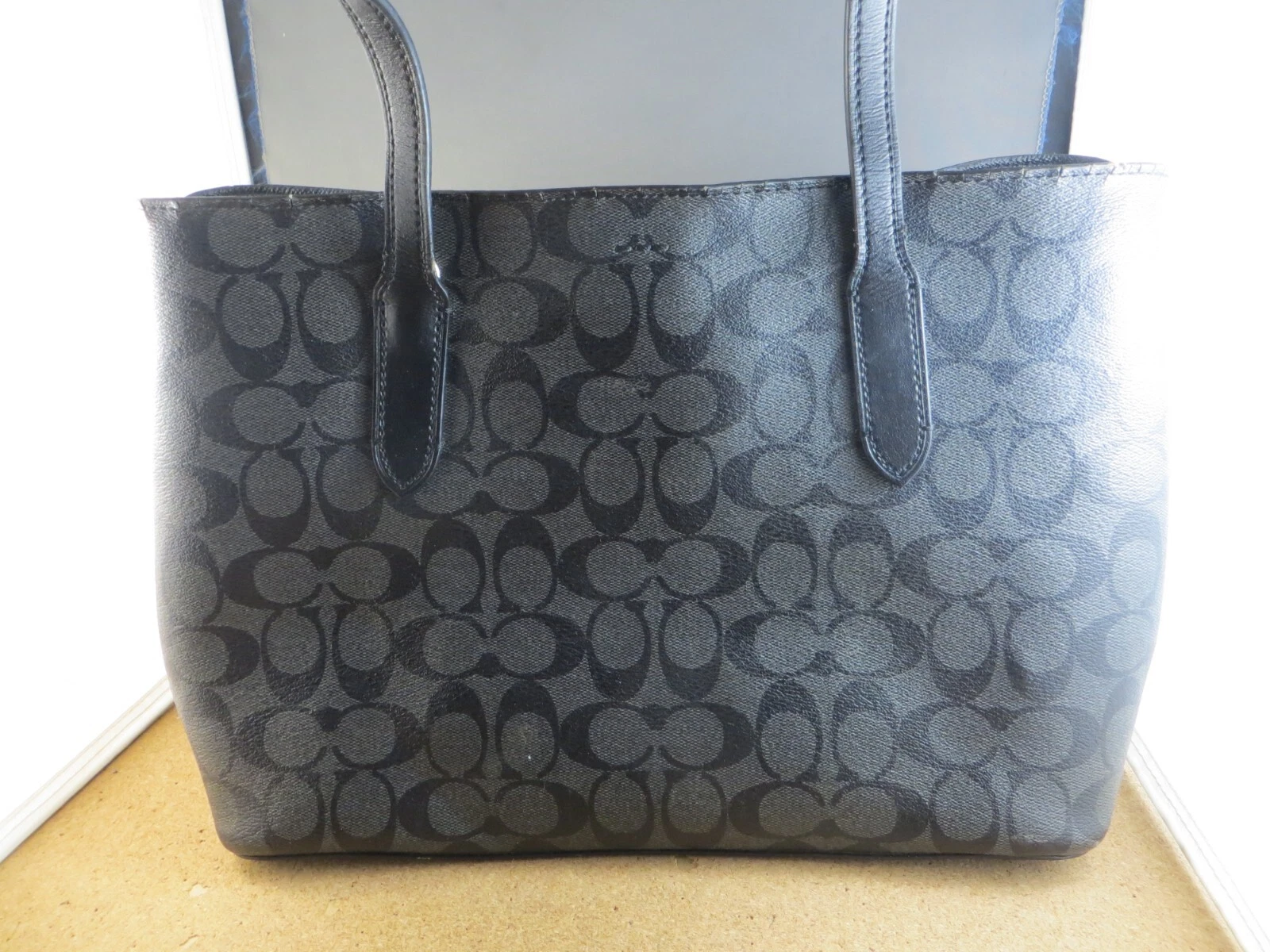 Borsa a mano Coach vintage logo classico pelle nera borsetta borsetta borsetta