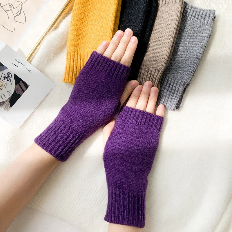 Winter Women s Fingerless Gloves Wool Knitted Cashmere Hand Wrist