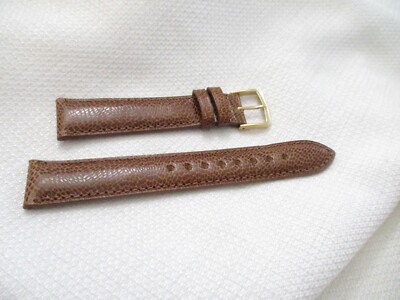 GENUINE  leather usa watchstrap watch band strap 18mm  gold  tan embossed