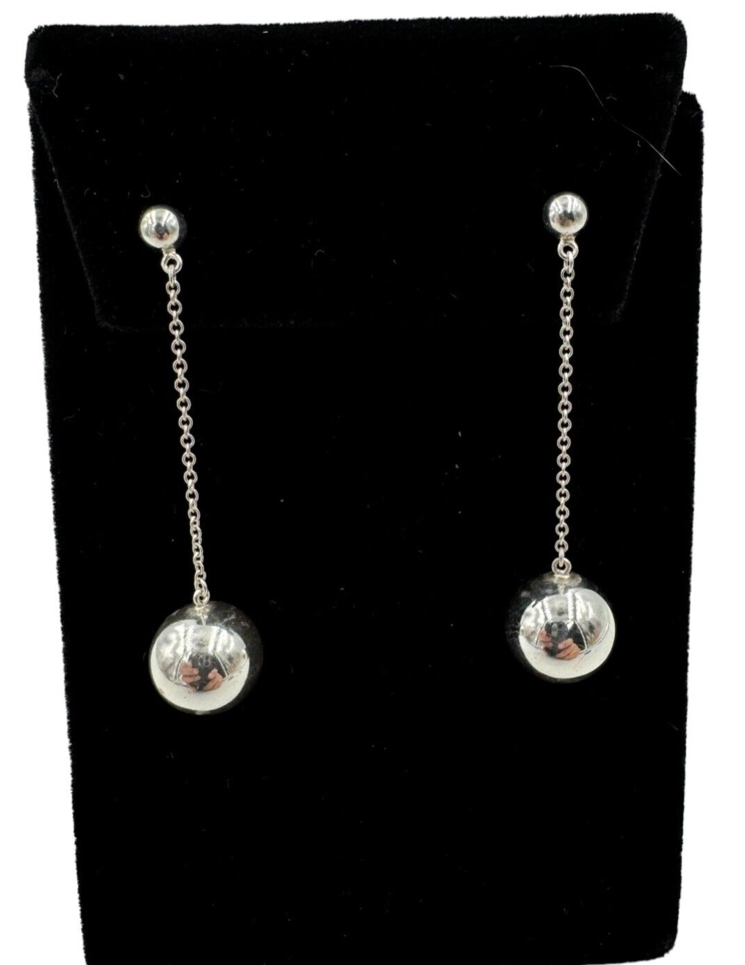 Tiffany & Co Sterling Silver HardWear 10mm Ball Drop Dangle Earrings with Box Pouch
