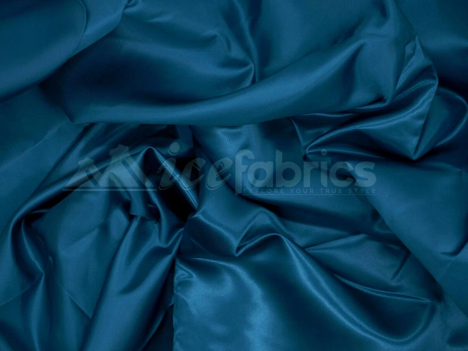 Teal Bridal Satin Fabric Silky By The Yard- Soft Thick Satin-  - Image 2 of 3