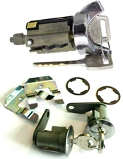Chrome Ignition Key Switch Cylinder & Door Lock Pair Set W/ Keys for FORD