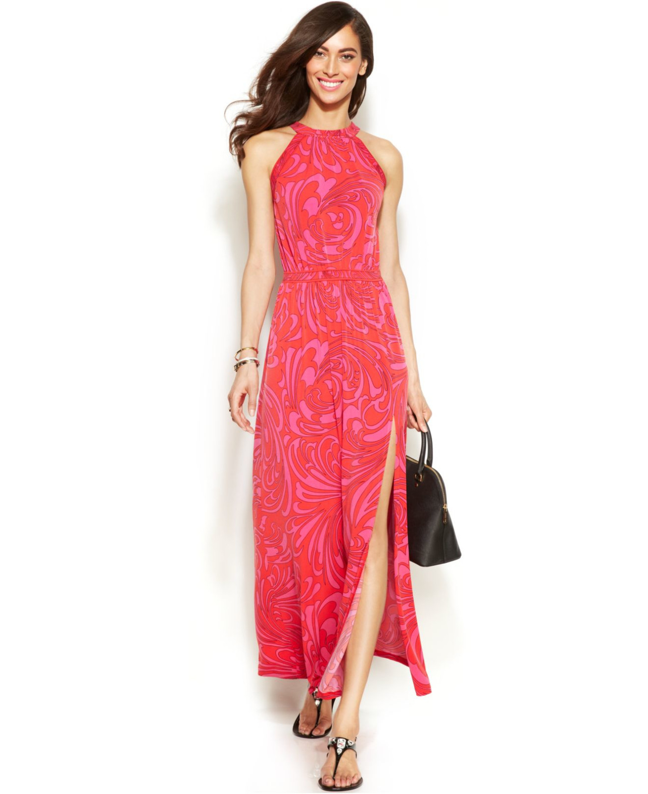 pink halter maxi dress
