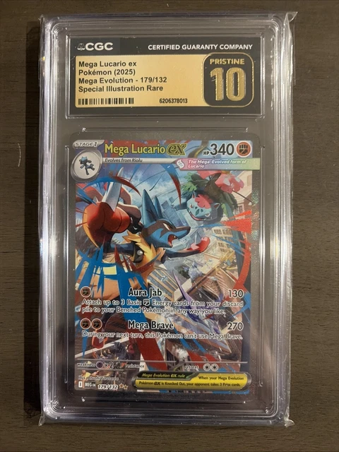 Mega Lucario EX 2025 Pokémon Mega Evolution SIR Rare 179/132 CGC 10 PRISTINE