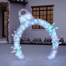 Member's Mark 48" Pre-Lit Iridescent Ornament Arch Décor-Christmas Outdoor Decor