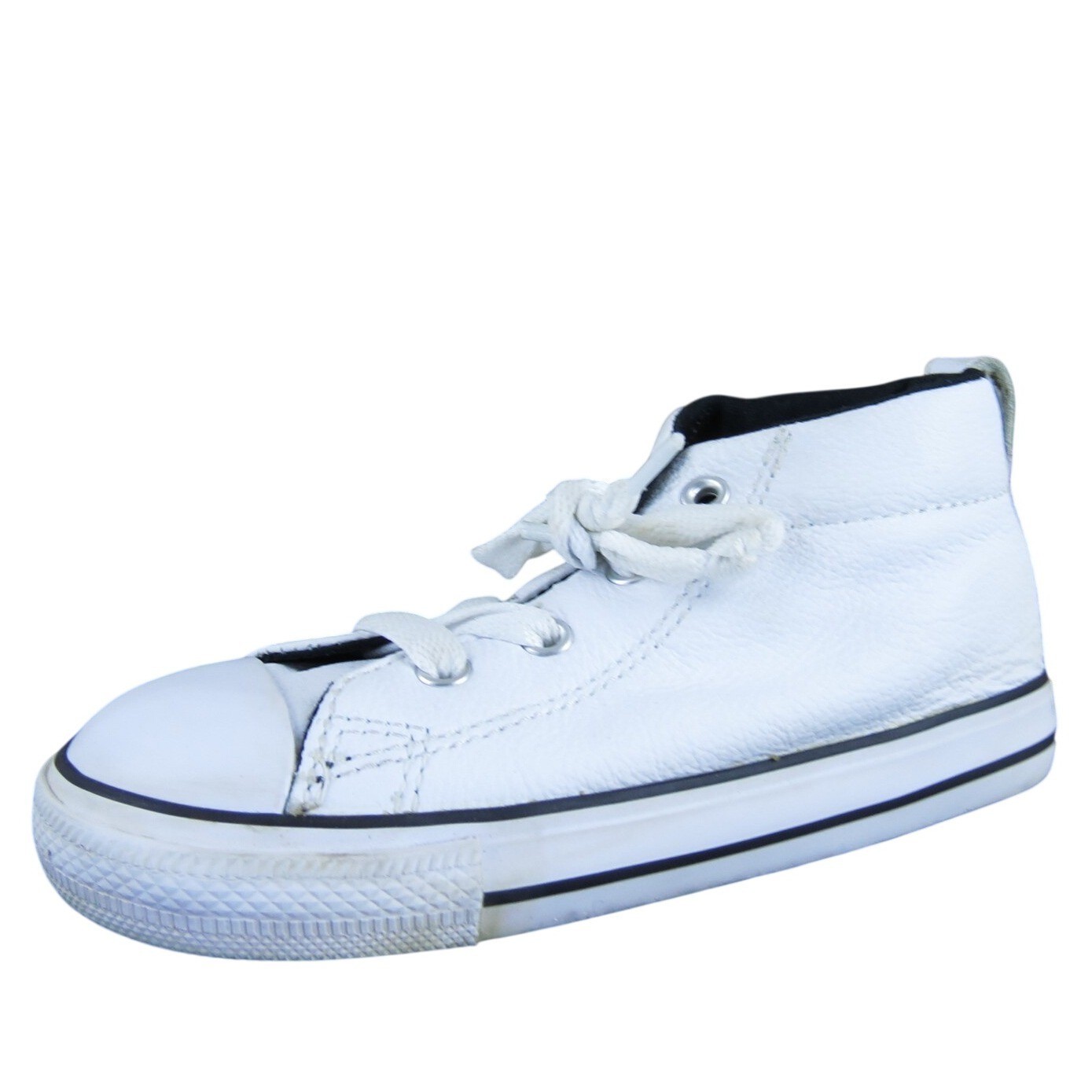 Converse Boys Sneaker Mid All Star Sz T 10 Medium White Leather Lace Up