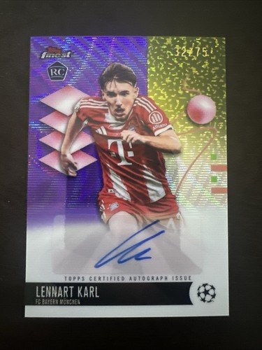 Topps Finest UEFA 2025-26 Lennart Karl FC Bayern BA-LK RC Auto #/75