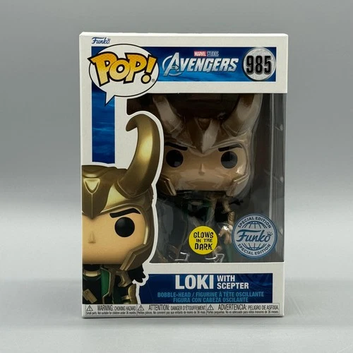 Funko Pop! Marvel #985 Loki w/ Scepter Glows Avengers Exclusive New w/ Protector