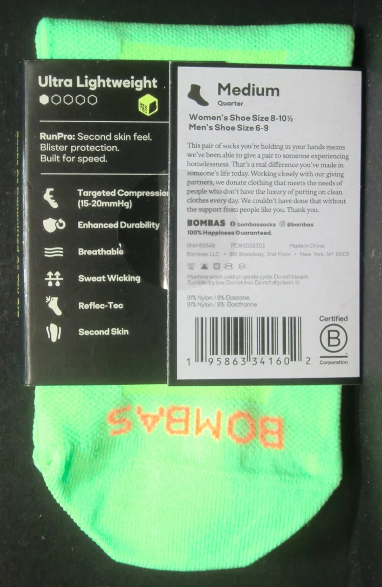 Bombas Sport / RunPro / Calcetines Cuarto / Ultra Ligeros / Neón Lima / Medianos