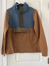 LL Bean Signature Organic Cotton Sweatshirt Anorak Colorblock Womens Size S