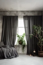 Charcoal linen curtains