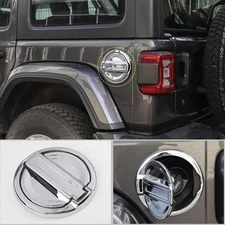 1X Door Fuel Filler Gas Cap Cover Tank for 2018+ Jeep Wrangler JL JLU ABS Chrome
