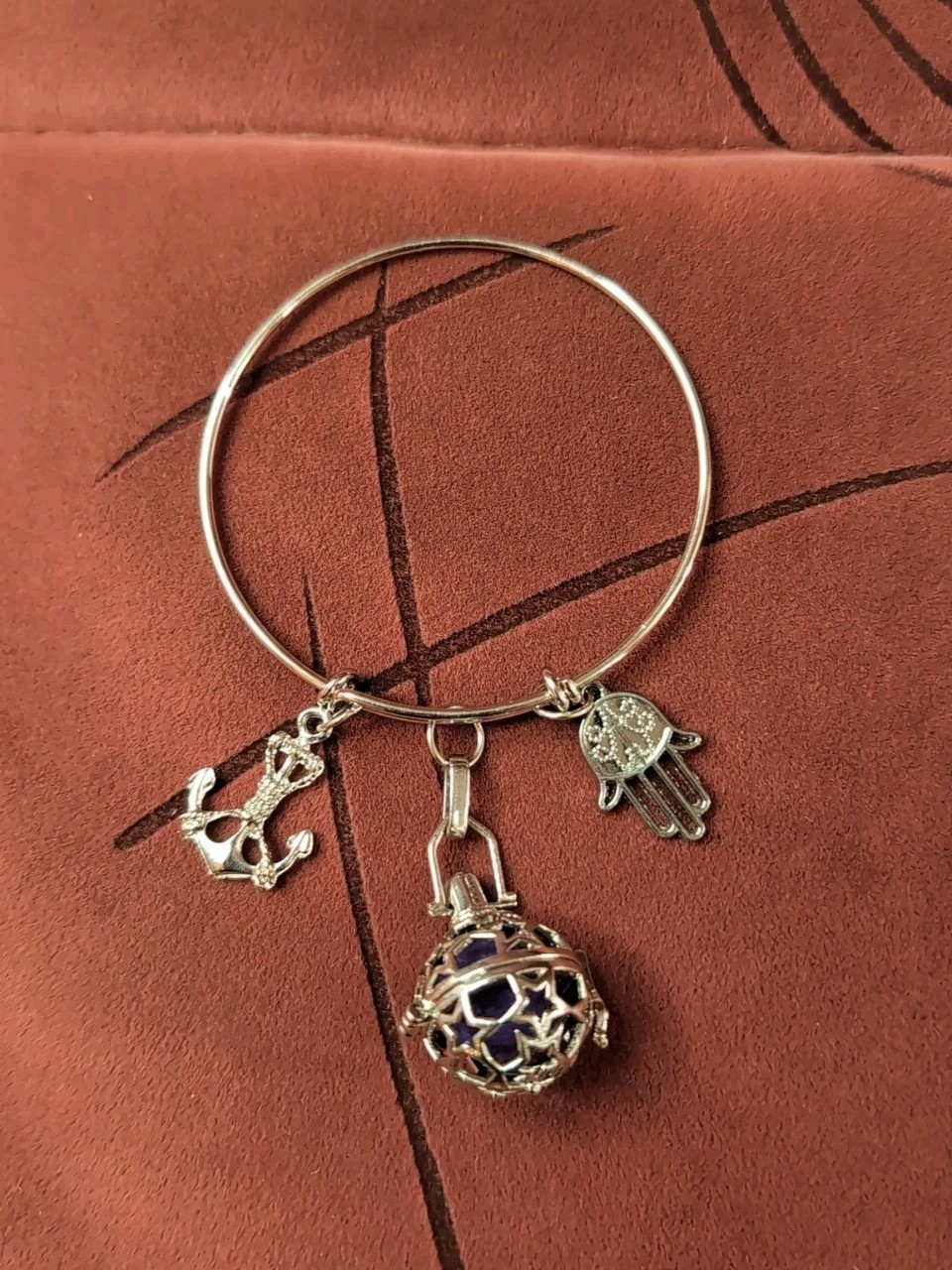 Silver Tone Charm Bracelet with Aromatherapy Locket & 2 Charms, Refillable