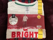 Christmas Pajama Set Members Mark Merry & Bright Medium Brand New