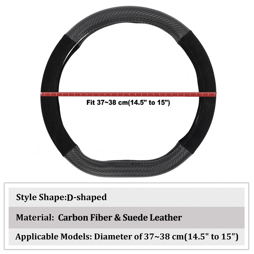 For Nissan Rogue Kicks Altima Sentra Suede Steering Wheel Cover D  Shape  Black Foto 2 de 4