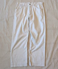 Vintage 70s White Corduroy Bootcut Pants Scovill Zipper USA Made Size 32 Short