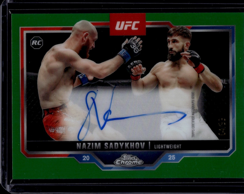 2025 Topps Chrome UFC Nazim Sadykhov #CRA-NS RC Rookie Green Refractor Auto /99