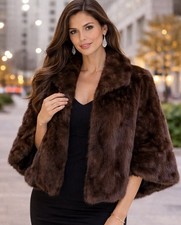 Vintage Early-Mid 1900  s Brown Mink Fur Stole Cape Shawl Size S/M Jacket