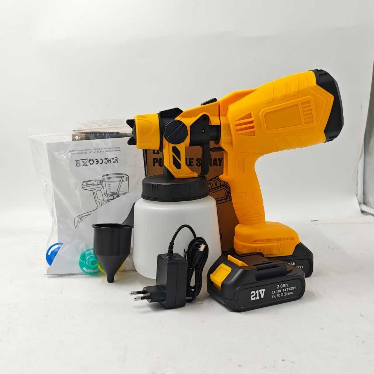 21V Cordless Electric Paint Sprayer - HVLP Brushless Adjustable Spray,1000ml,a