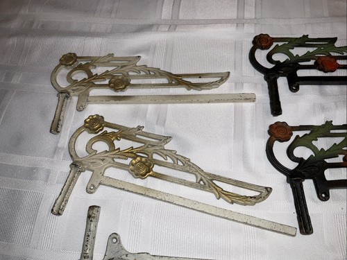 Vtg Antique Swing Arm Curtain Rods Art Deco Parts Large Lot - Picture 9 of 22