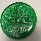 Blenko Suncatcher Ornament Green Round Pressed Glass 3.5" Senoia w/Building