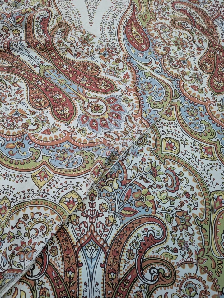 TAHARI PAISLEY MOROCCAN RUST BLUE GOLD FULL/QUEEN DUVET 4 SHAMS 1 CURTAIN PANEL - Image 3 of 4