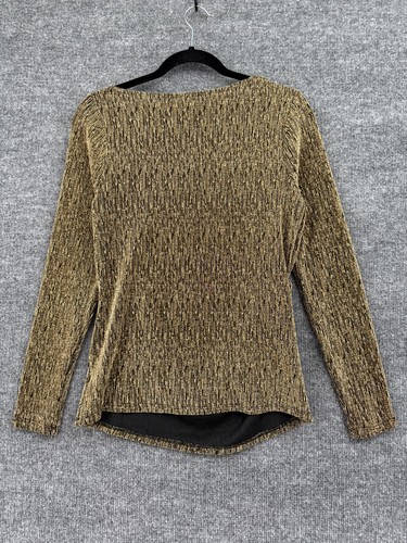 Badgley Mischka Womens Gold Metallic Drape Front Cowl Neck Top Size S Cocktail - Picture 7 of 11