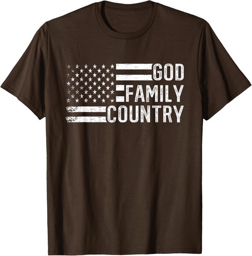 God Family Country Patriotic Christian America Flag Unisex T-Shirt - Picture 1 of 10