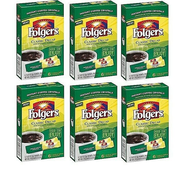24x Folgers Classic Decaf Single Serve Instant Coffee Crystals Packets