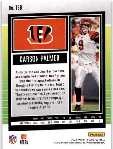 CARSON PALMER 2022 Panini Score #199 Cincinnati Bengals - Picture 2 of 2