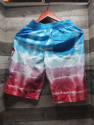 Swimming Trunks Boys Cat & Jack Size Boys XL (16) Red White Blue Shark - Picture 2 of 4