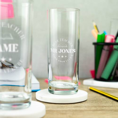 Personalisierte Hiball Glas Lehrer Geschenkidee Ihre eigene Nachricht Ende der Schule Geschenk - Bild 2 von 10