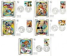 3312/6+ FDC 5 ENVELOPPES 1er JOUR SUR SOIE  LE SIECLE AU FIL DU TIMBRE LE SPORT.