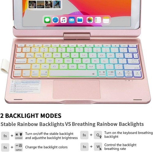 For iPad 10th/9th/8th/7th Gen Pro 11"/12.9" Air 4/5 Backlit Rotate Keyboard Case - Picture 6 of 68