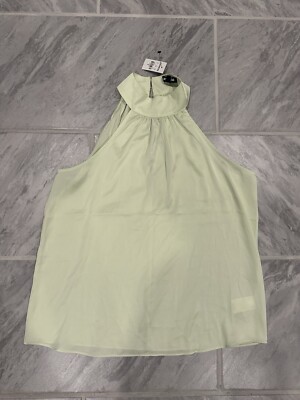 NWT Express Womens Halter Neck Blouse Sleeveless  Lime Green Size M 