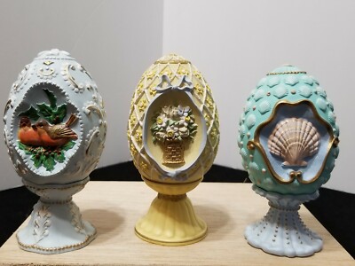 LOT OF 3 BEAUTIFUL AVON SEASON'S TREASURES EGG COLLECTION M ZAPATA 1994