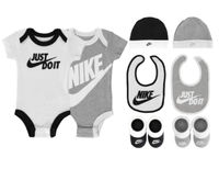Nike Baby Boys Set 8 Teilig Cap Booties Hat Latz Schwarz Weiß Grau 6 - 12 Monate
