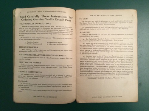 WALLIS Certified TRACTOR 12-20 Massey Harris Parts Repair List #27 Book Original - Picture 5 of 17